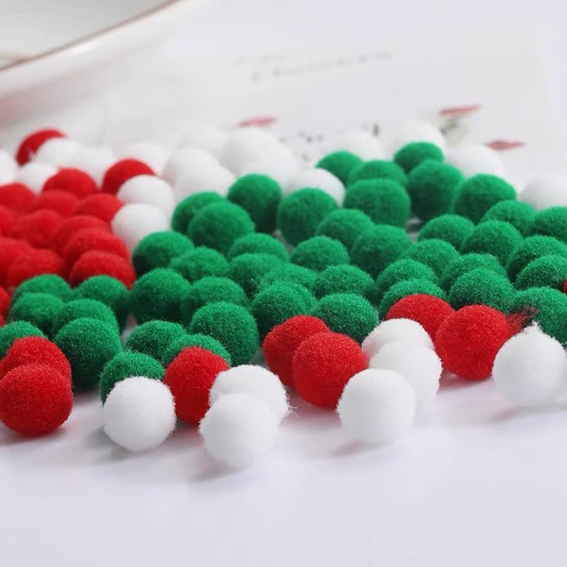 Allruyee 1500 Pieces Christmas Pom Xmas Craft Pom Pom Balls for Art Making and Hobby Supplies (4 Sizes, White, Red, Green) - Image 4